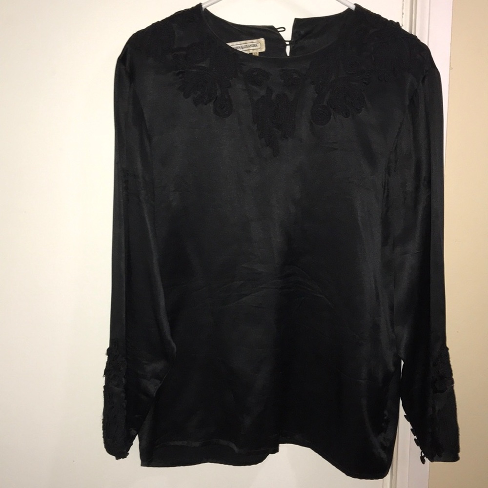 Vintage Lauren Alexandra Silk shirt- black size 12